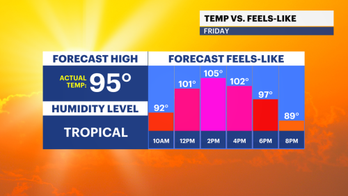 National Weather Service has issued a Heat Advisory for TODAY.
